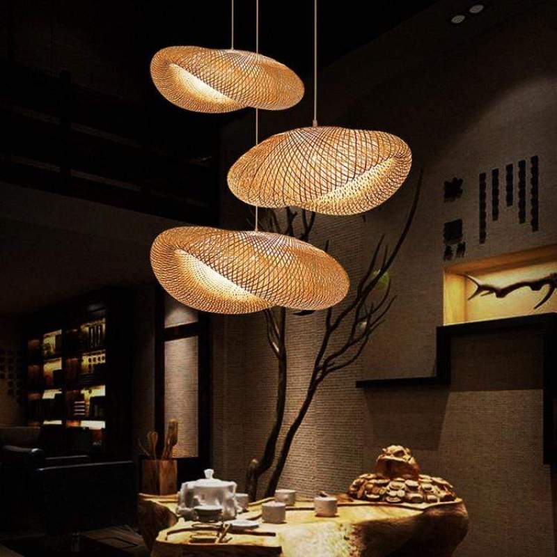 Rinwa Natural Pendant Light for Dining Room/Kitchen Island, Bamboo - Neutralighting