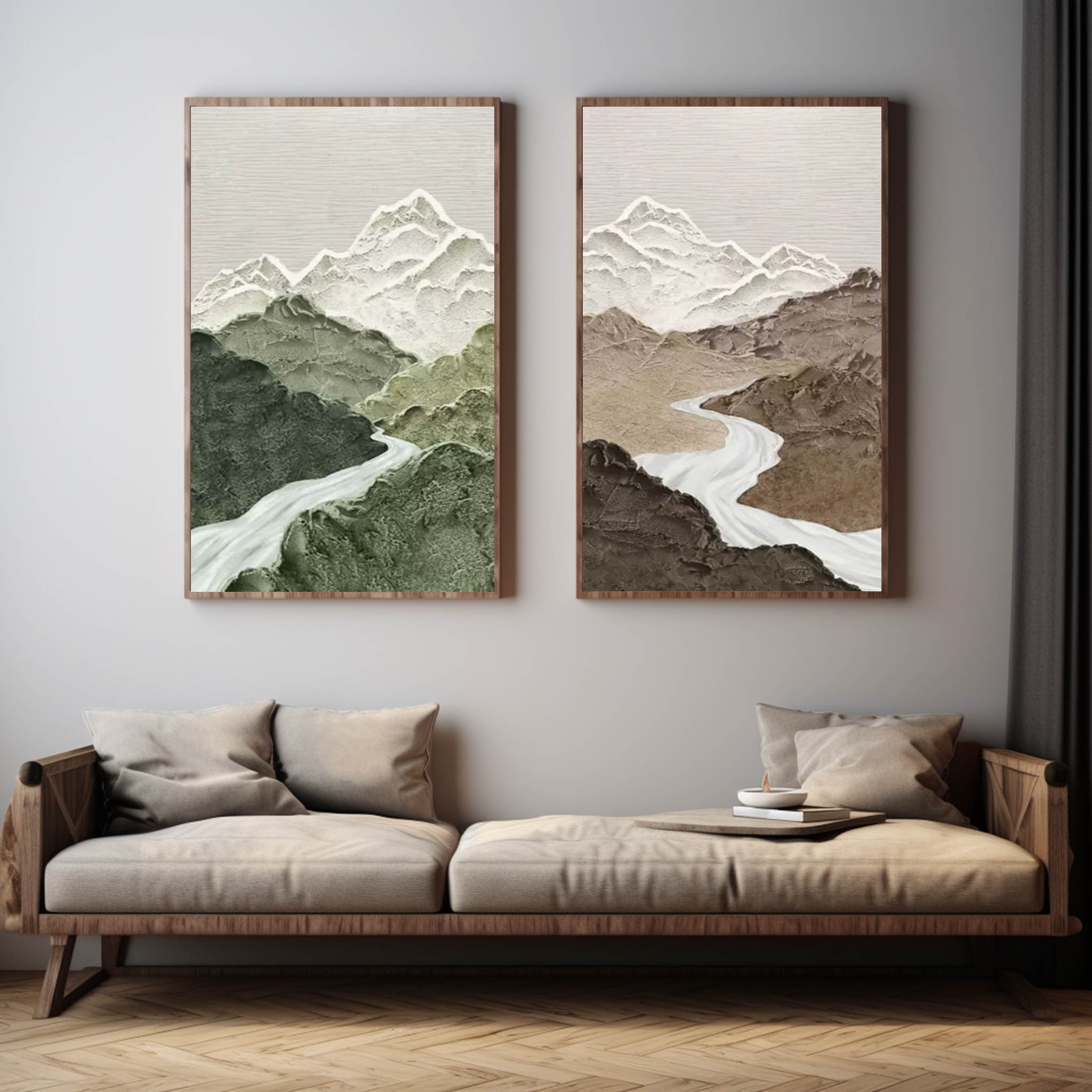 Rivers Panoramic Oil Painting 2 Piece Set - Letslighting