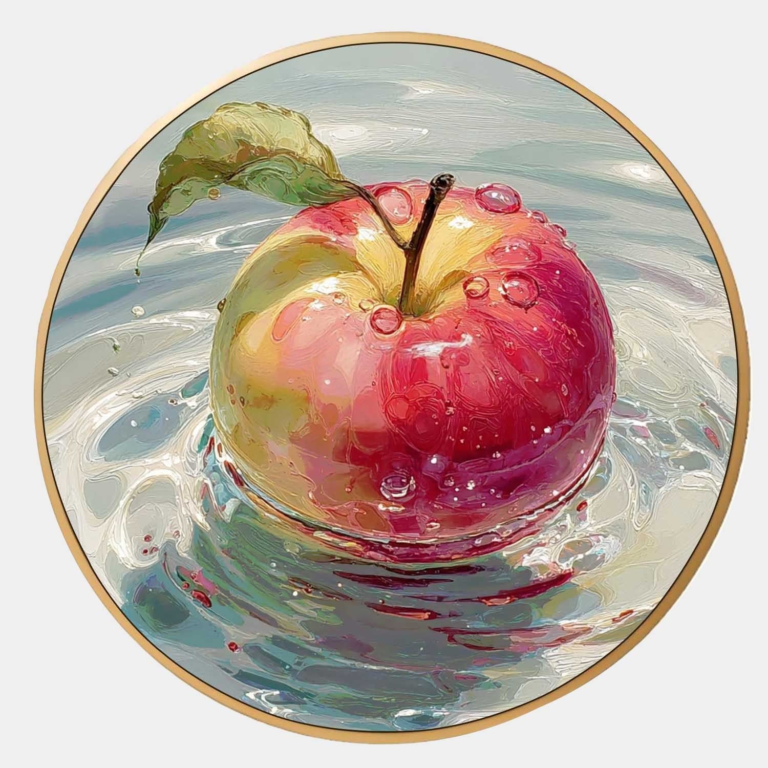 Watercolor Red Apple Water Ripple Canvas Art