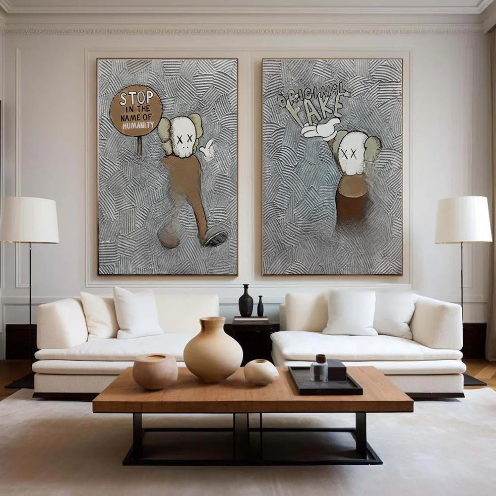 Kaws Companion 2-Piece Pop Art Painting Set