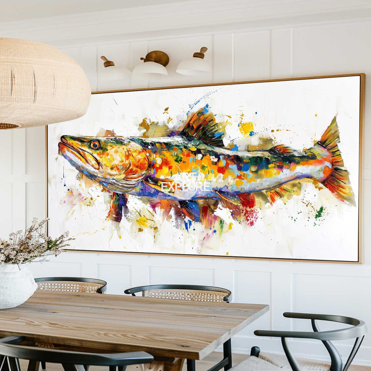 Colorful Splash Fish Canvas Wall Art
