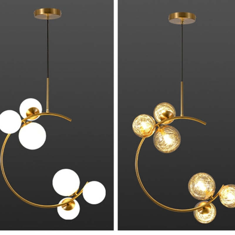 Valentina Modern Glass Globe Pendant Light, Metal & Glass, 3 Style - Neutralighting