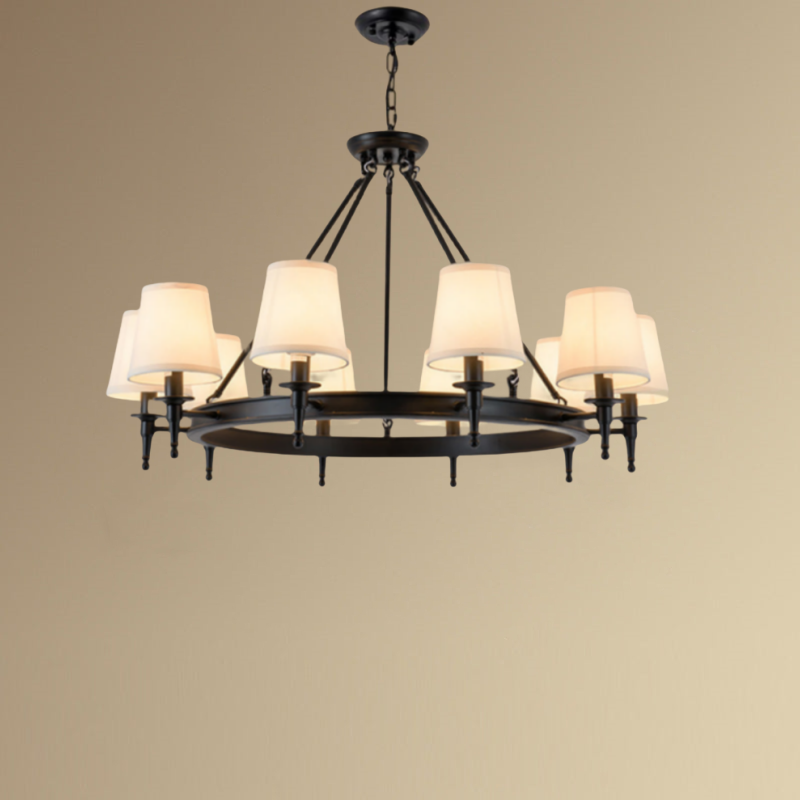 Silva vintage Ring Metal/Fabric Chandelier, Black/Copper - Neutralighting