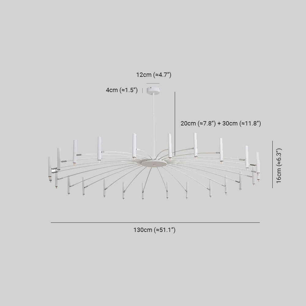 Arisha Modern Blown Linear Metal Multi-heads Chandelier - Neutralighting