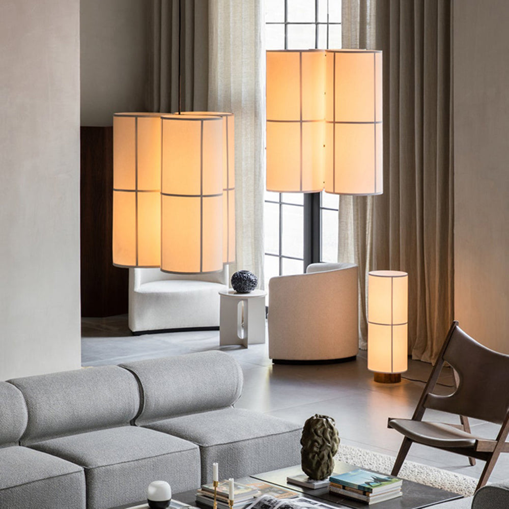Ritta Cylinder Pendant Light, Lantern, Fabric, Japanese - Neutralighting