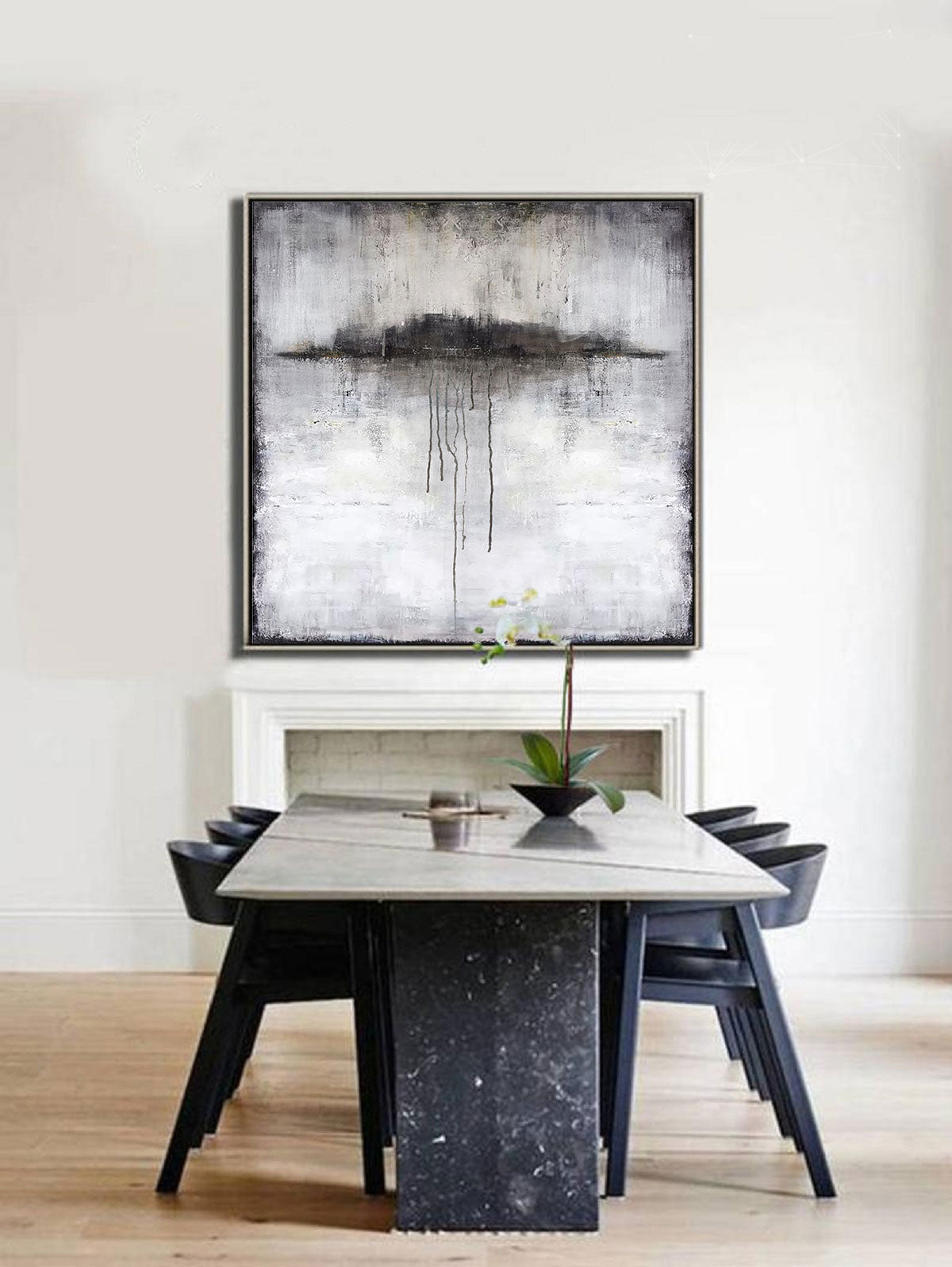 Grey White Abstract Landscape Canvas Wall Art