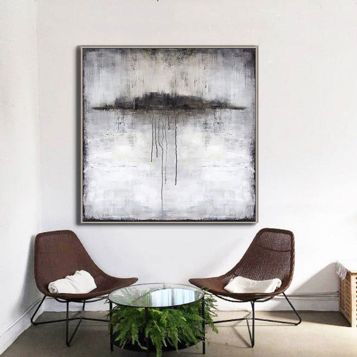 Grey White Abstract Landscape Canvas Wall Art