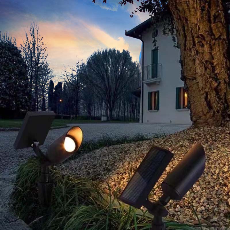 Ray Modern Round Glass/Metal Solar Outdoor Ground Lamp Spotlight - Neutralighting