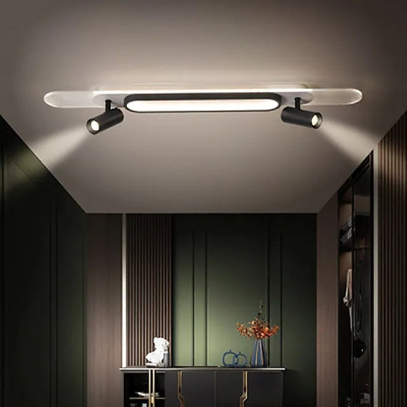 Aim Modern Rectangular LED Metal/Acrylic Ceiling Light, Black/White - Neutralighting