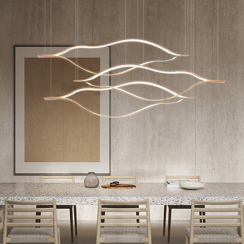Arisha LED Linear Minimalist Wave Golden Leaf Shaped Pendant Light - Neutralighting