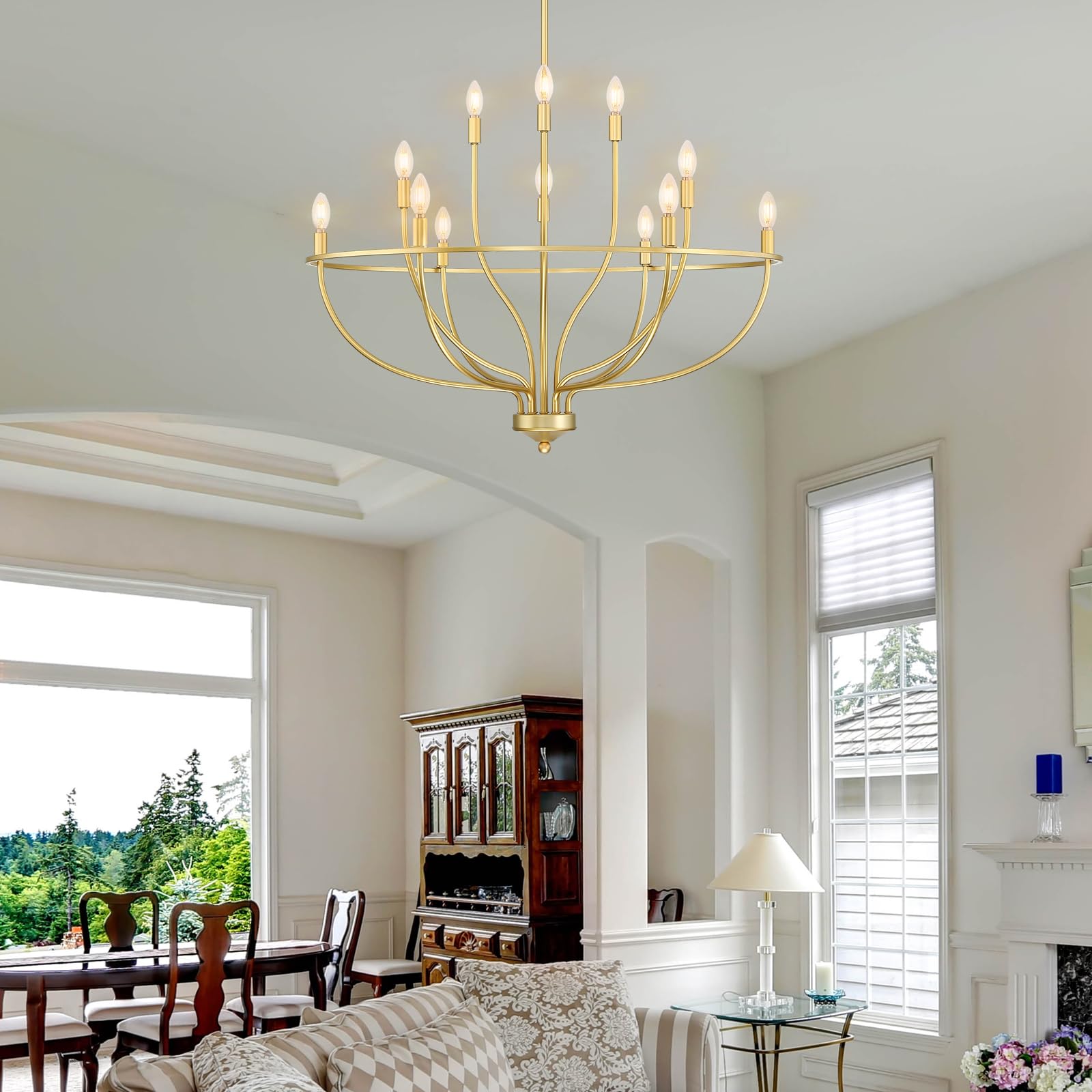 Silva Industrial Metal Candle Chandelier Black/Champagne Living Room/Bedroom - Neutralighting