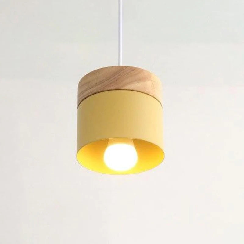 Valentina Modern Can Shape Metal/Wood Pendant Light - Neutralighting