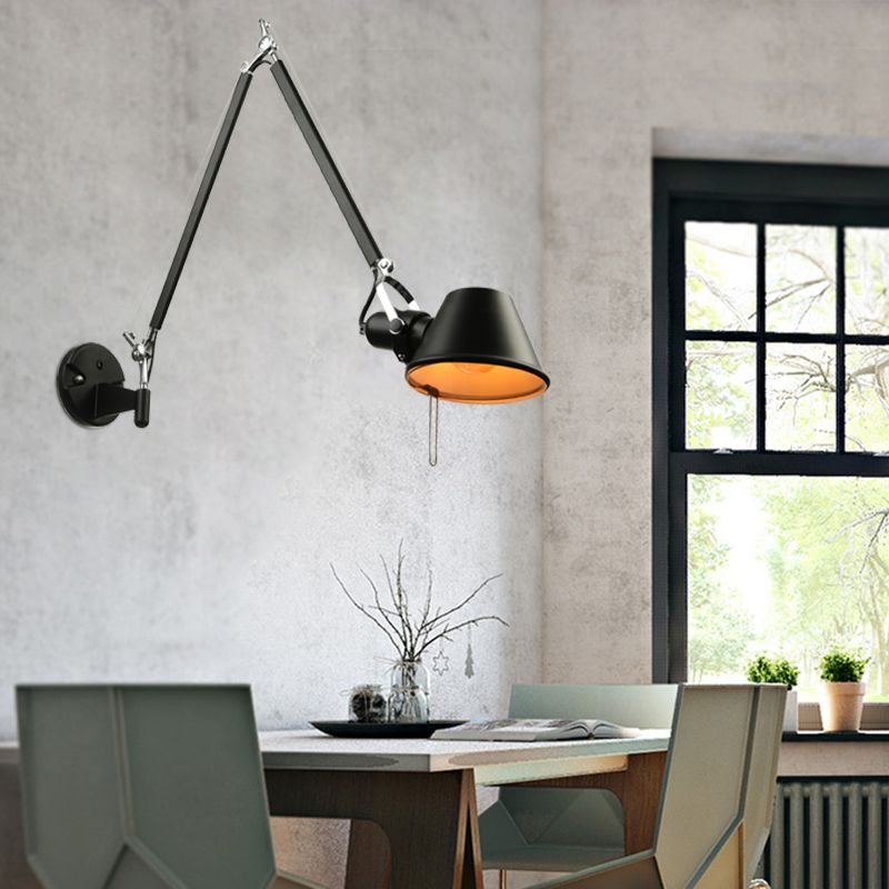 Epoch Modern Simple Adjustable Wall Lamp, Black/Chrome, Bedroom - Neutralighting