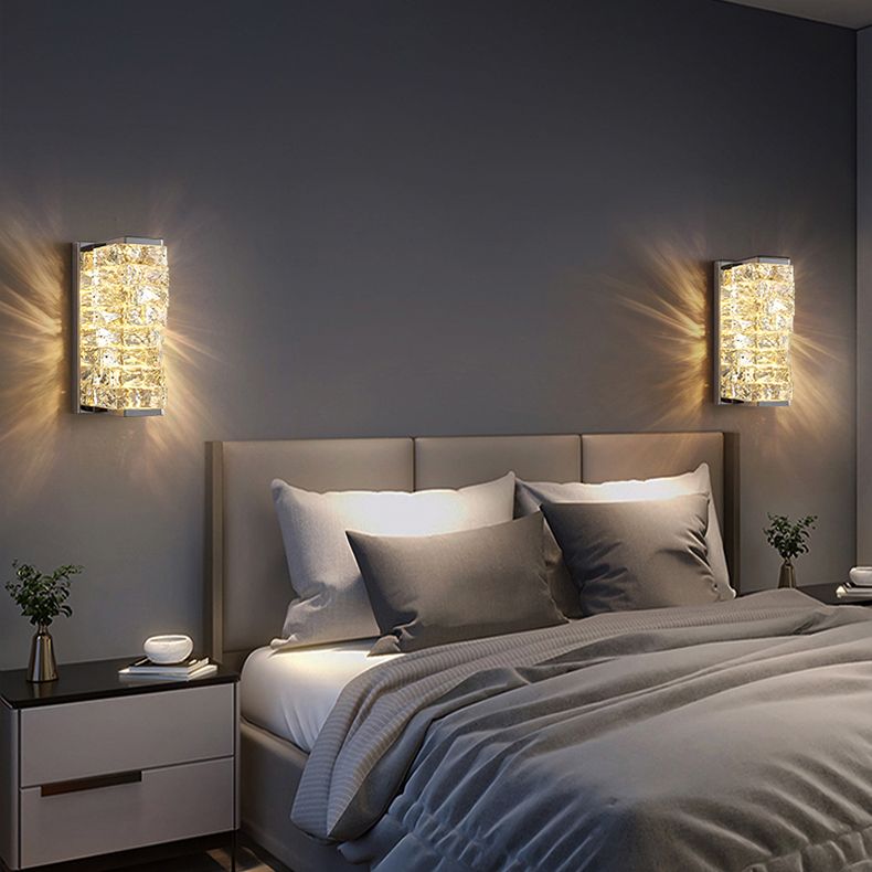 Kristy Modern Rectangular Vanity Metal Crystal LED Wall Lamp - Neutralighting