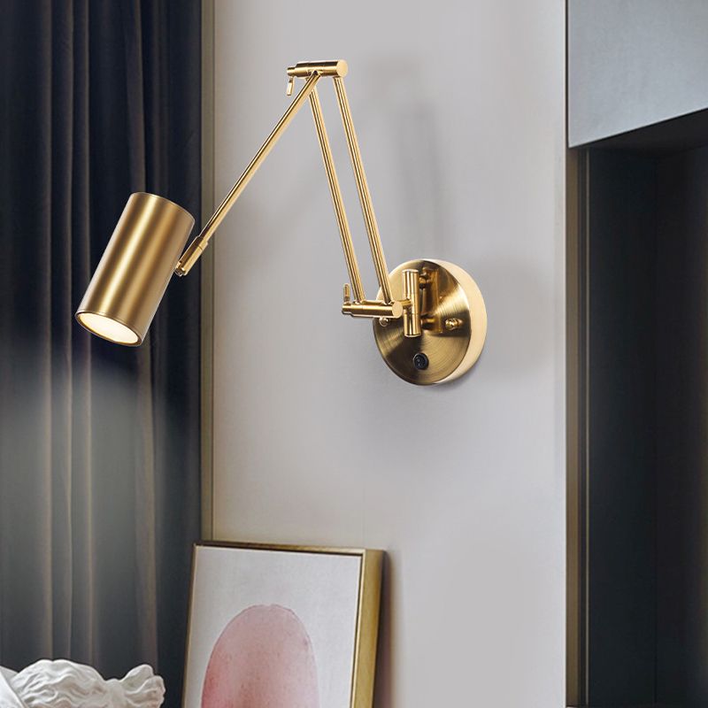 Aria Wall Lamp Cylindrical Adjustable Lamp Pole Metal Brass, Bedroom - Neutralighting