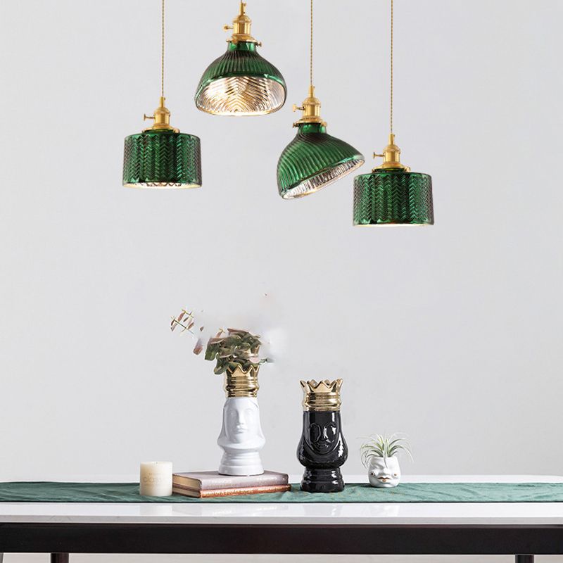 Valentina Retro LED Pendant Light Metal Green Glass Dining Room - Neutralighting