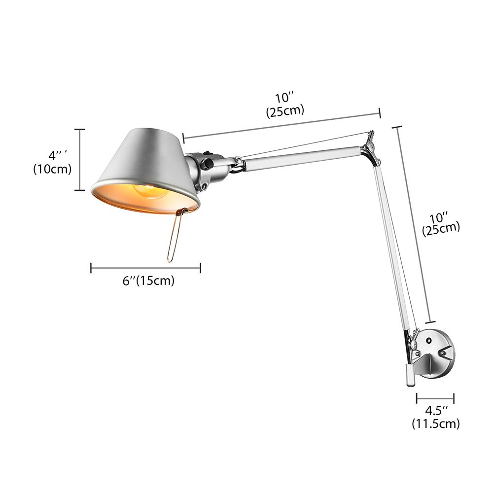Epoch Modern Simple Adjustable Wall Lamp, Black/Chrome, Bedroom - Neutralighting