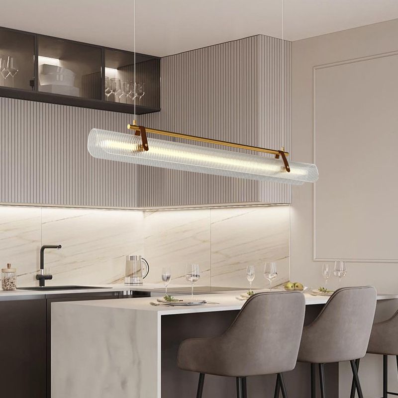 Arisha Pendant Light Linear Modern, Acrylic/Metal, Black/Gold, Study - Neutralighting