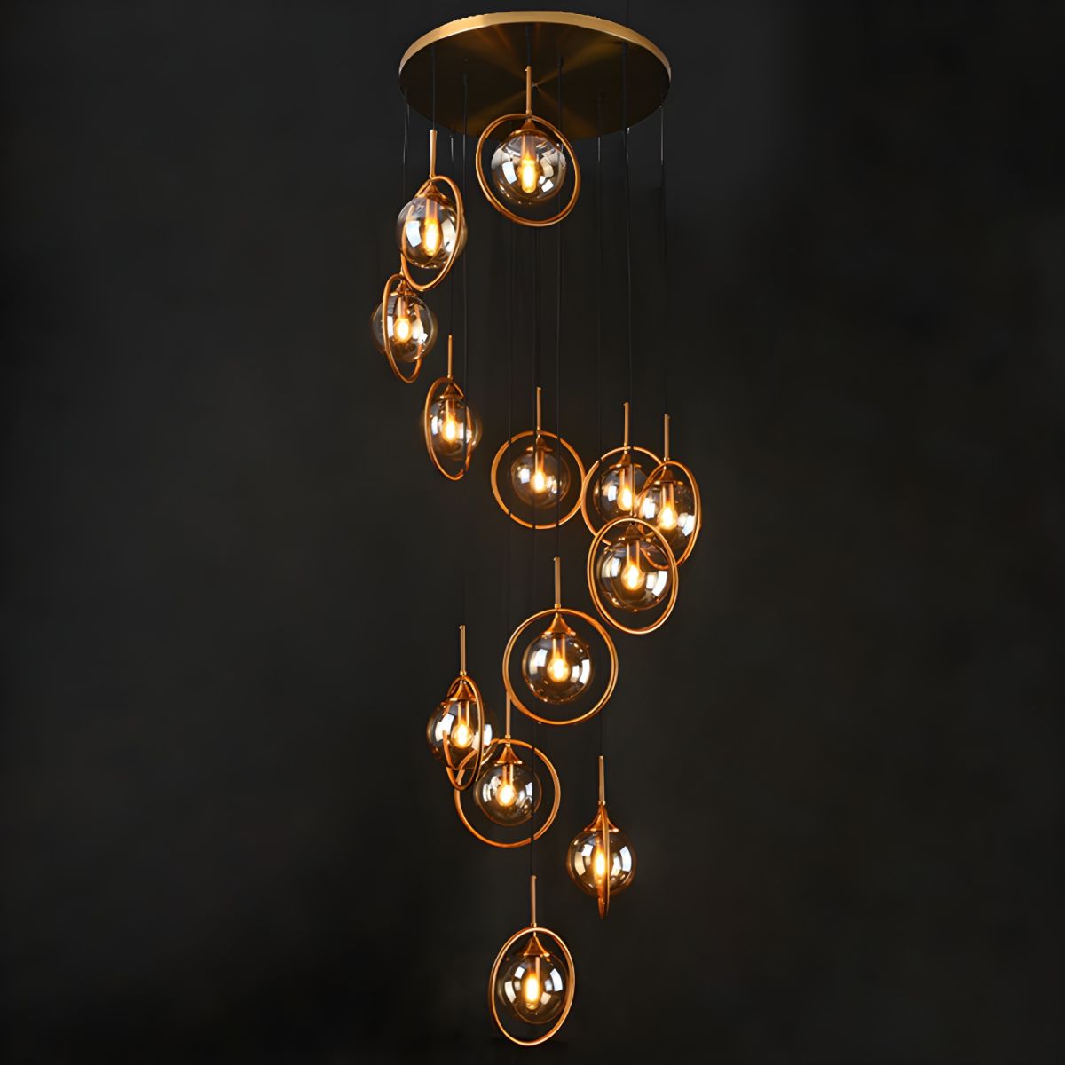 Valentina Modern Spiral Ball Glass Staircase Chandelier - Neutralighting