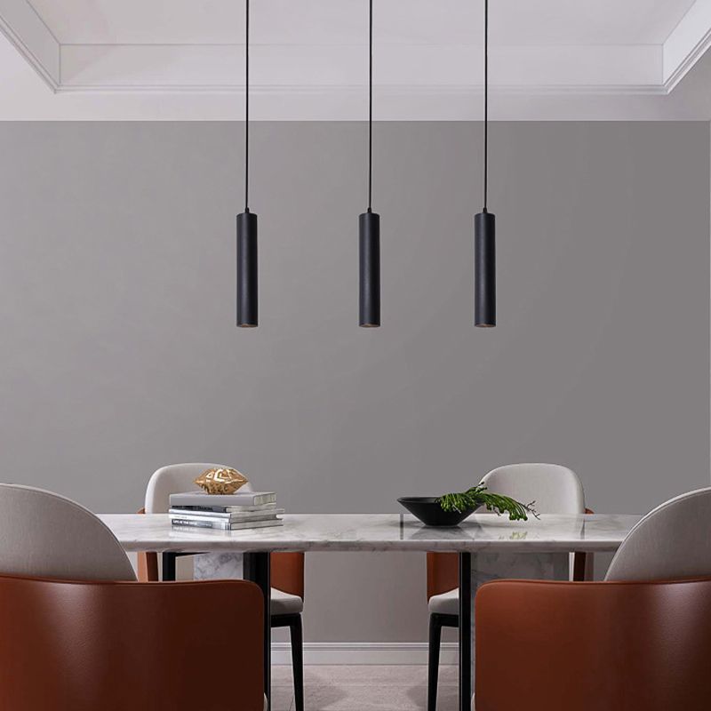 Yore Modern Cylinder Shape Linear Pendant Light Black Metal