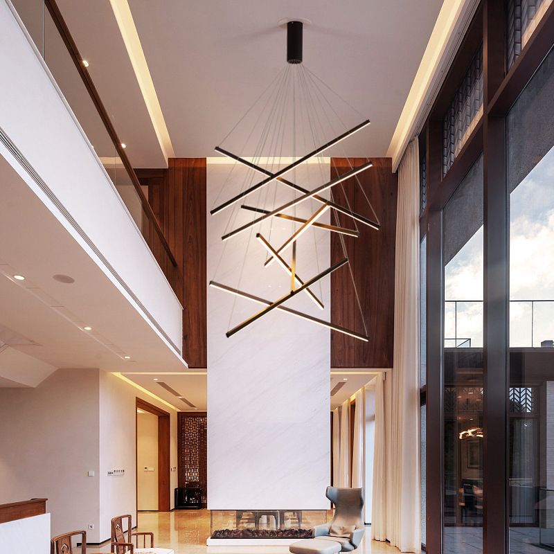 Arisha Minimalist Linear Metal Pendant Light, Living Room, Black - Neutralighting