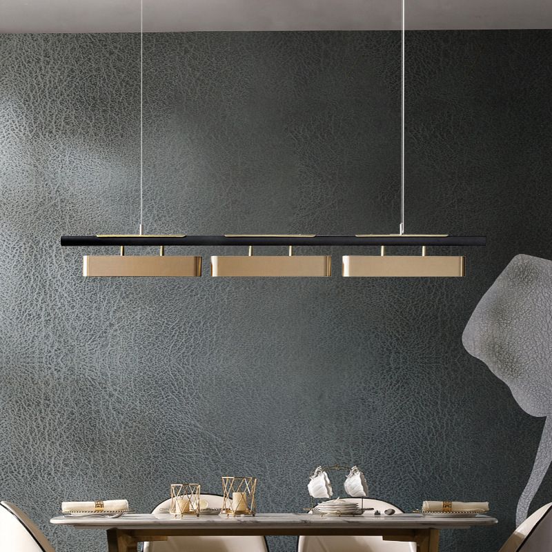 Arisha Pendant Light Rectangular Modern, Metal, Black/Brass, Office - Neutralighting