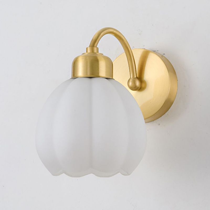 Valentina Nordic Flower Vanity Glass Metal Wall Lamp, Gold/Ivory - Neutralighting
