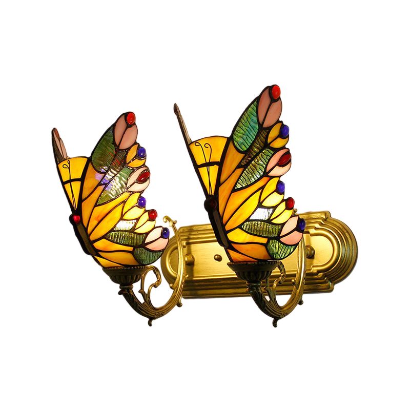 Arisha Artistic Butterfly Metal/Glass Lamps Wall, Red/Blue/Multi-Color/Light Blue - Neutralighting