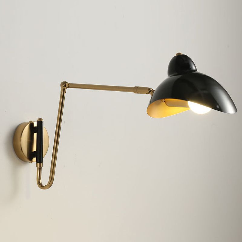 Epoch Industrial Swing Arm Vanity Wall Lamp, Black/Gold - Neutralighting