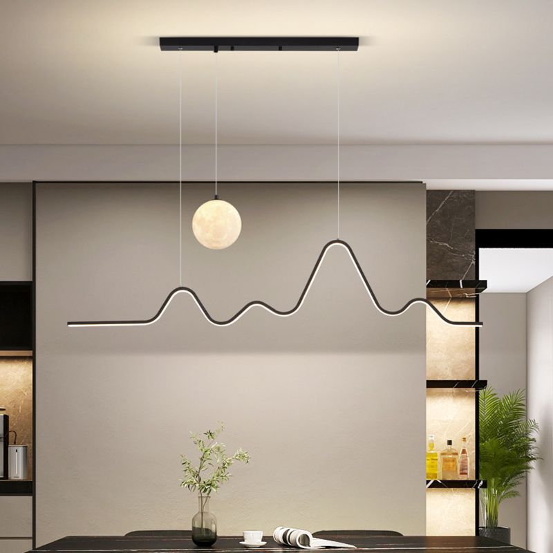 Arisha Minimalist Wavy Metal Pendant Light, Black/White/Gold - Neutralighting
