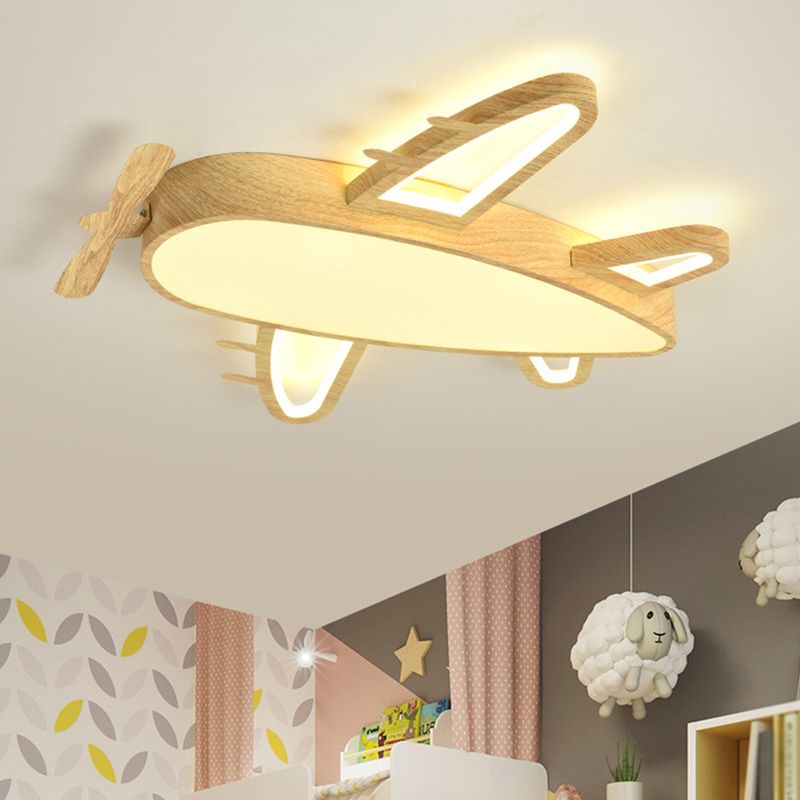 Arisha Modern Art Deco Airplane Flush Mount Ceiling Light, Wood/Dark Wood - Neutralighting