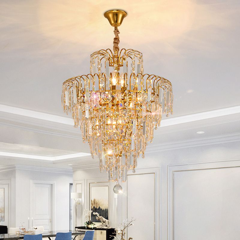 Kristy Luxury 5 Layers Tassel Crystal Gold Chandelier - Neutralighting