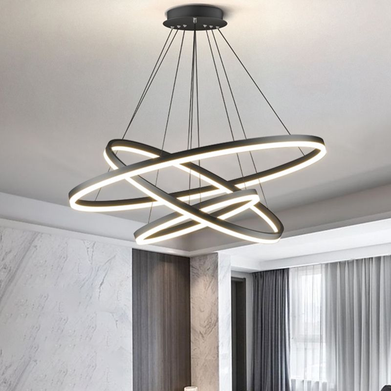 Arisha 3-Rings Black Black Modern Pendant Light - Neutralighting