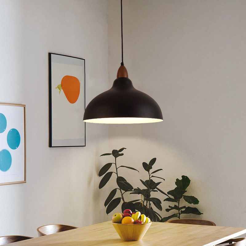 Valentina Modern Bowl-shaped Metal Pendant Light, Black/White - Neutralighting