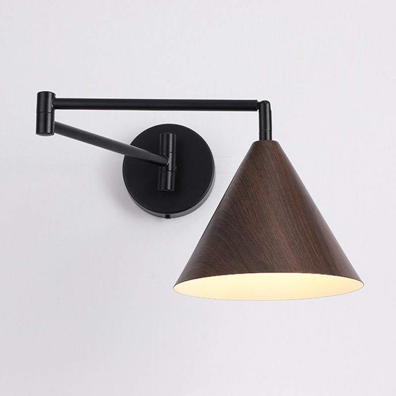 Muto Cone Shaped Adjustable Wall Lamp, Metal/Wood, Bedroom - Neutralighting