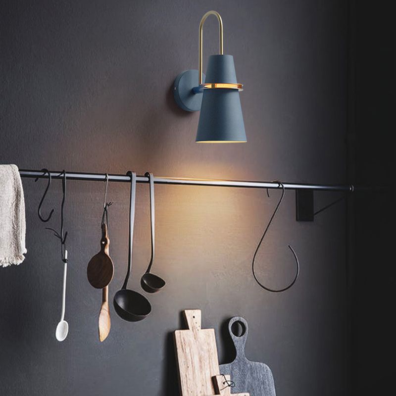 Valentina Modern Cone Metal Wall Lamp, Black/White/Blue - Neutralighting