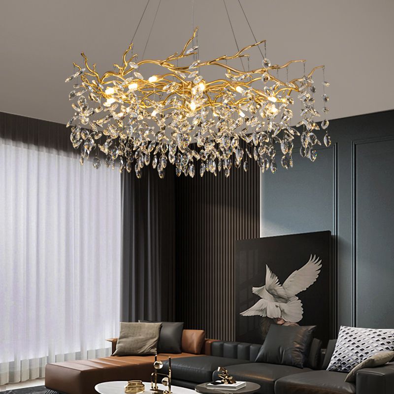 Kristy Contemporary Gold Glass Crystal Chandelier - Neutralighting