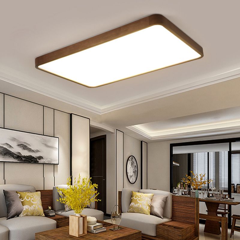 Muto Modern Geometric Walnut LED Flush Mount Ceiling Light - Neutralighting