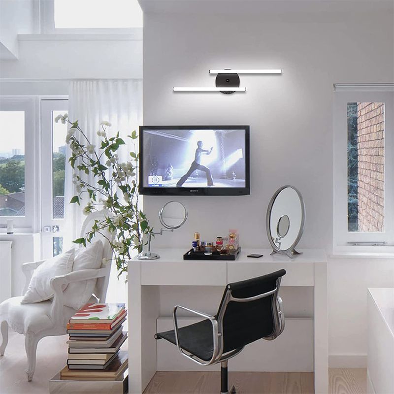 Arisha Modern Bi-Linear LED Vanity Wall Lamp, Black/Silver - Neutralighting