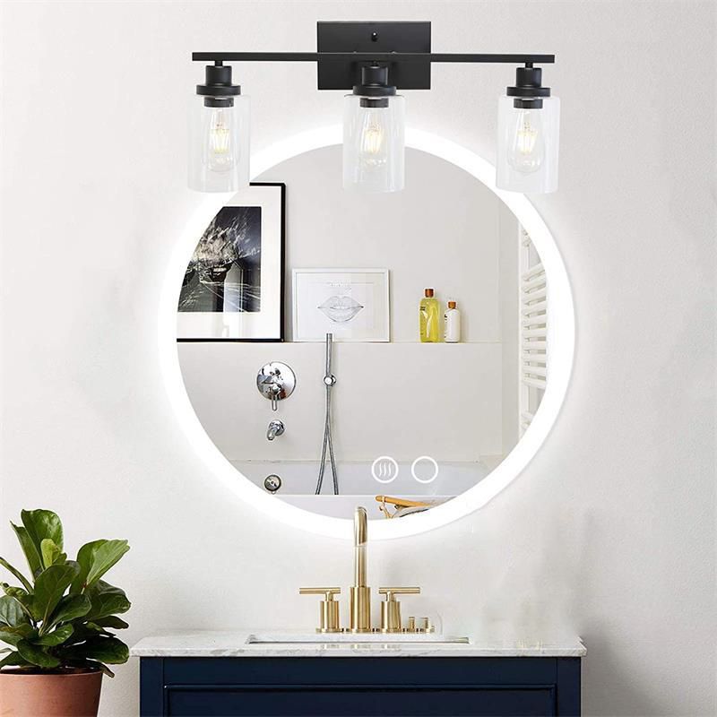 Silva Modern Mirror Front Black Vanity Wall Lamp, Metal/Glass - Neutralighting