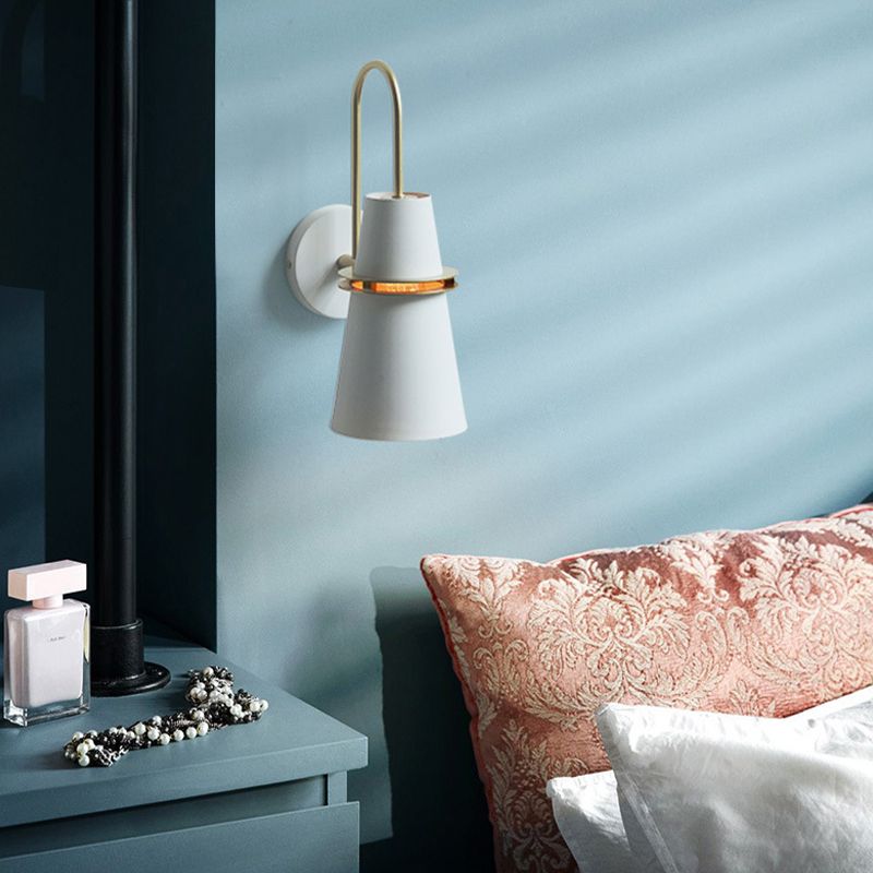 Valentina Modern Cone Metal Wall Lamp, Black/White/Blue - Neutralighting