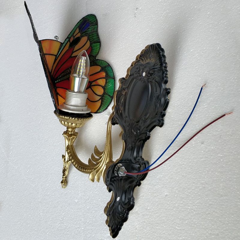 Arisha Artistic Butterfly Metal/Glass Lamps Wall, Red/Blue/Multi-Color/Light Blue - Neutralighting
