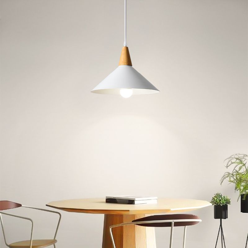 Valentina Minimalist Cap-shaped Metal Pendant Light, Natural Wood - Neutralighting