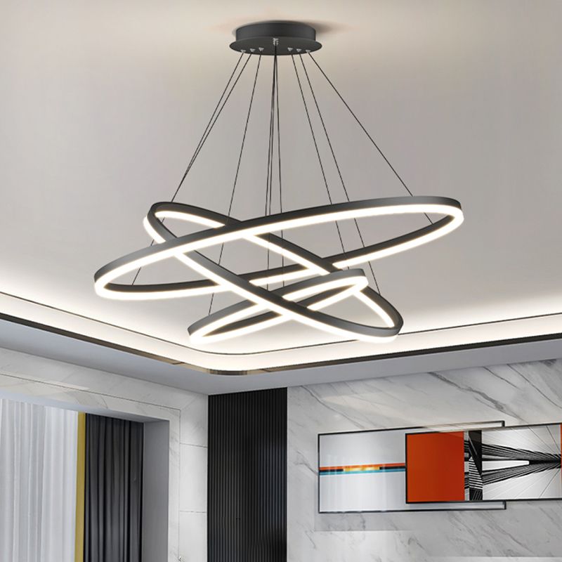 Arisha 3-Rings Black Black Modern Pendant Light - Neutralighting