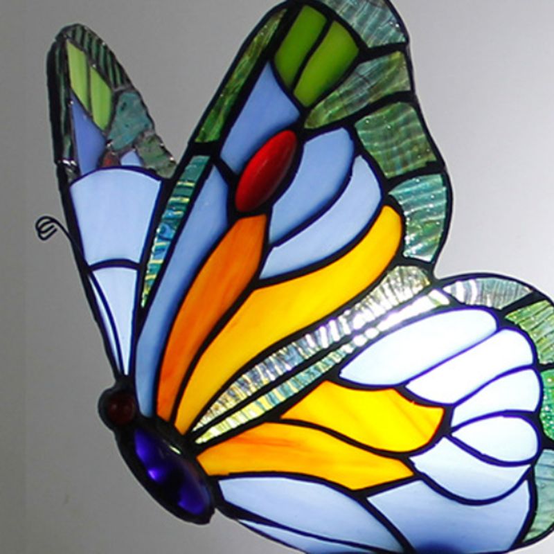 Arisha Artistic Butterfly Metal/Glass Lamps Wall, Red/Blue/Multi-Color/Light Blue - Neutralighting
