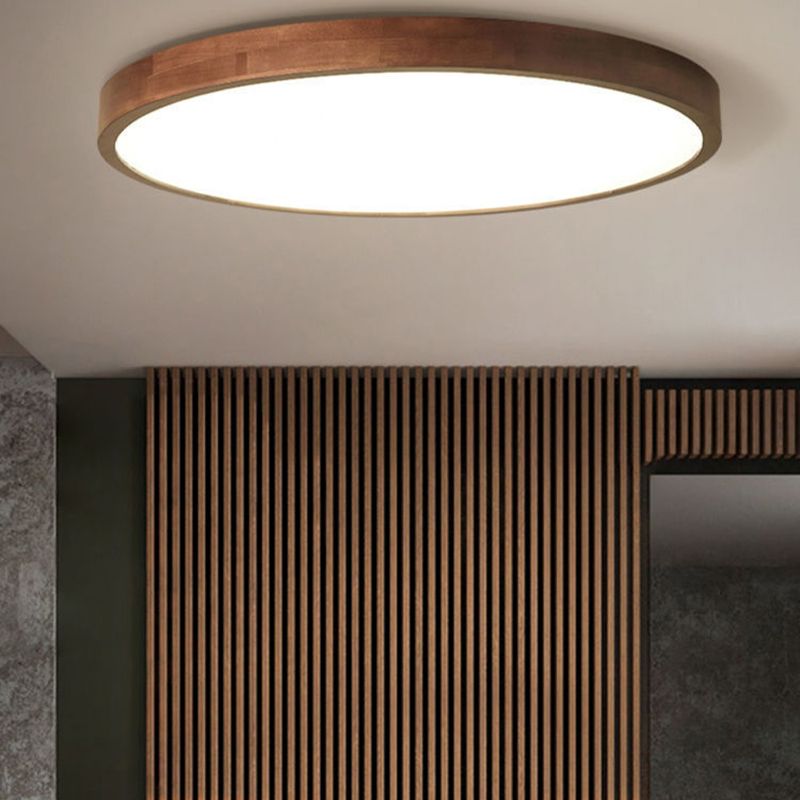 Muto Modern Geometric Walnut LED Flush Mount Ceiling Light - Neutralighting