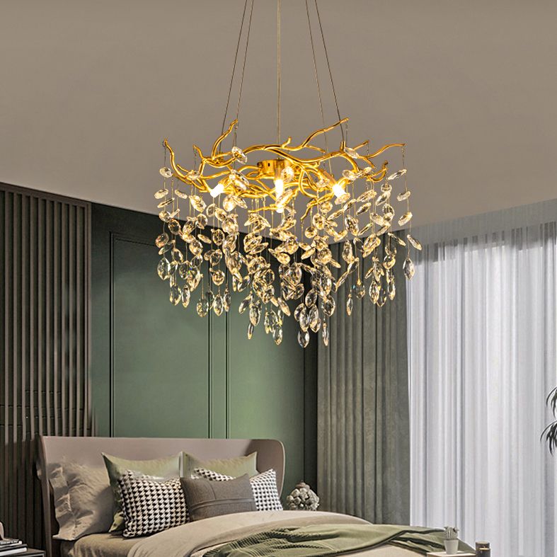 Kristy Contemporary Gold Glass Crystal Chandelier - Neutralighting