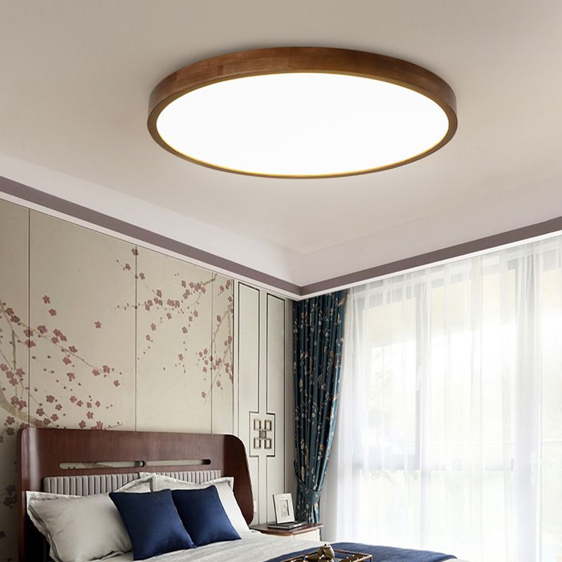 Muto Modern Geometric Walnut LED Flush Mount Ceiling Light - Neutralighting