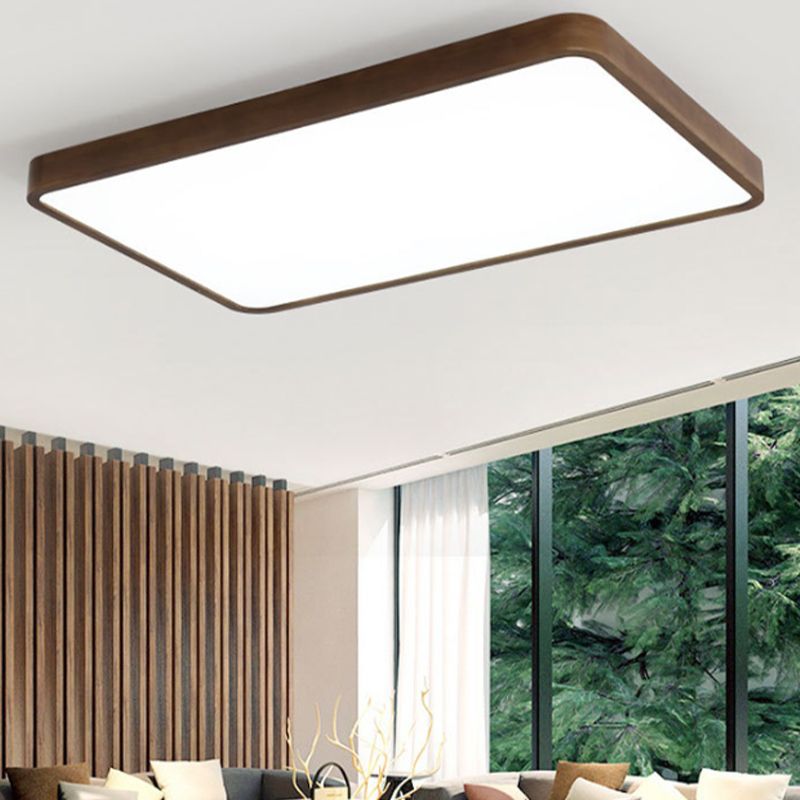 Muto Modern Geometric Walnut LED Flush Mount Ceiling Light - Neutralighting