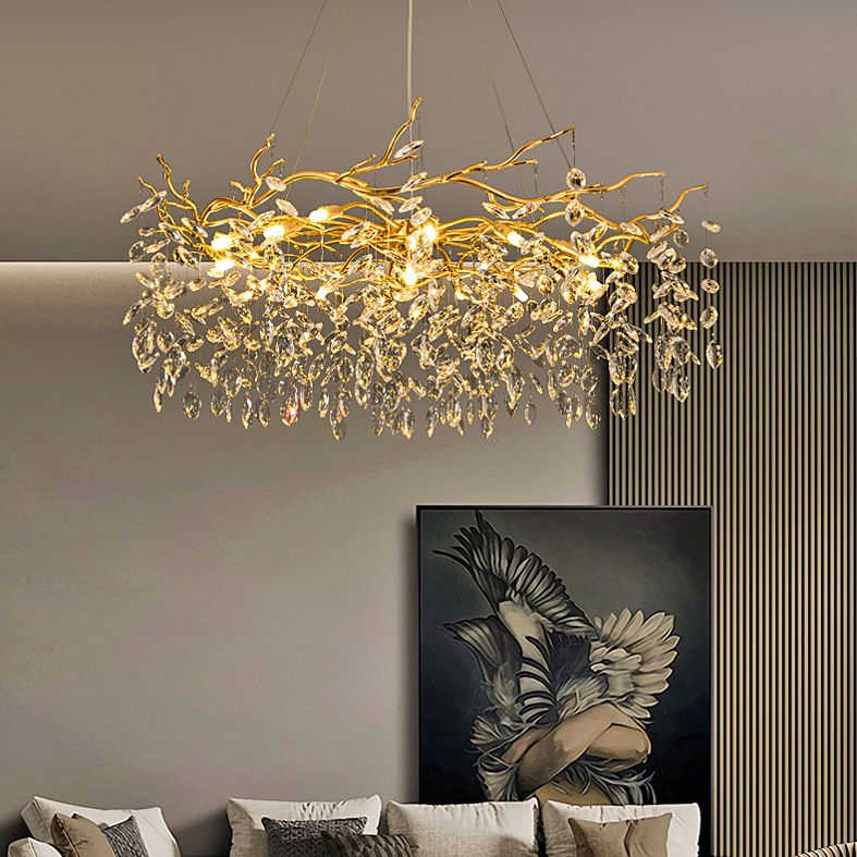 Kristy Contemporary Gold Glass Crystal Chandelier - Neutralighting